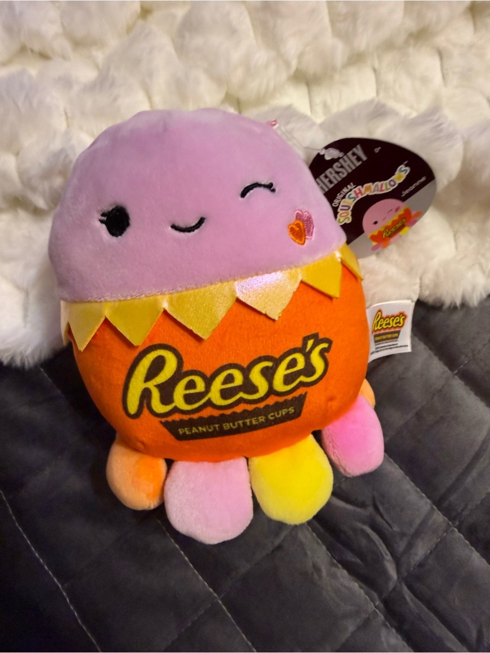 Squishmallows Reese's Orange Pink Yellow Plush